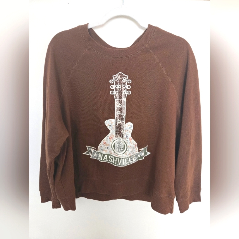 Altar'd State Brown Nashville Guitar Sweatshirt